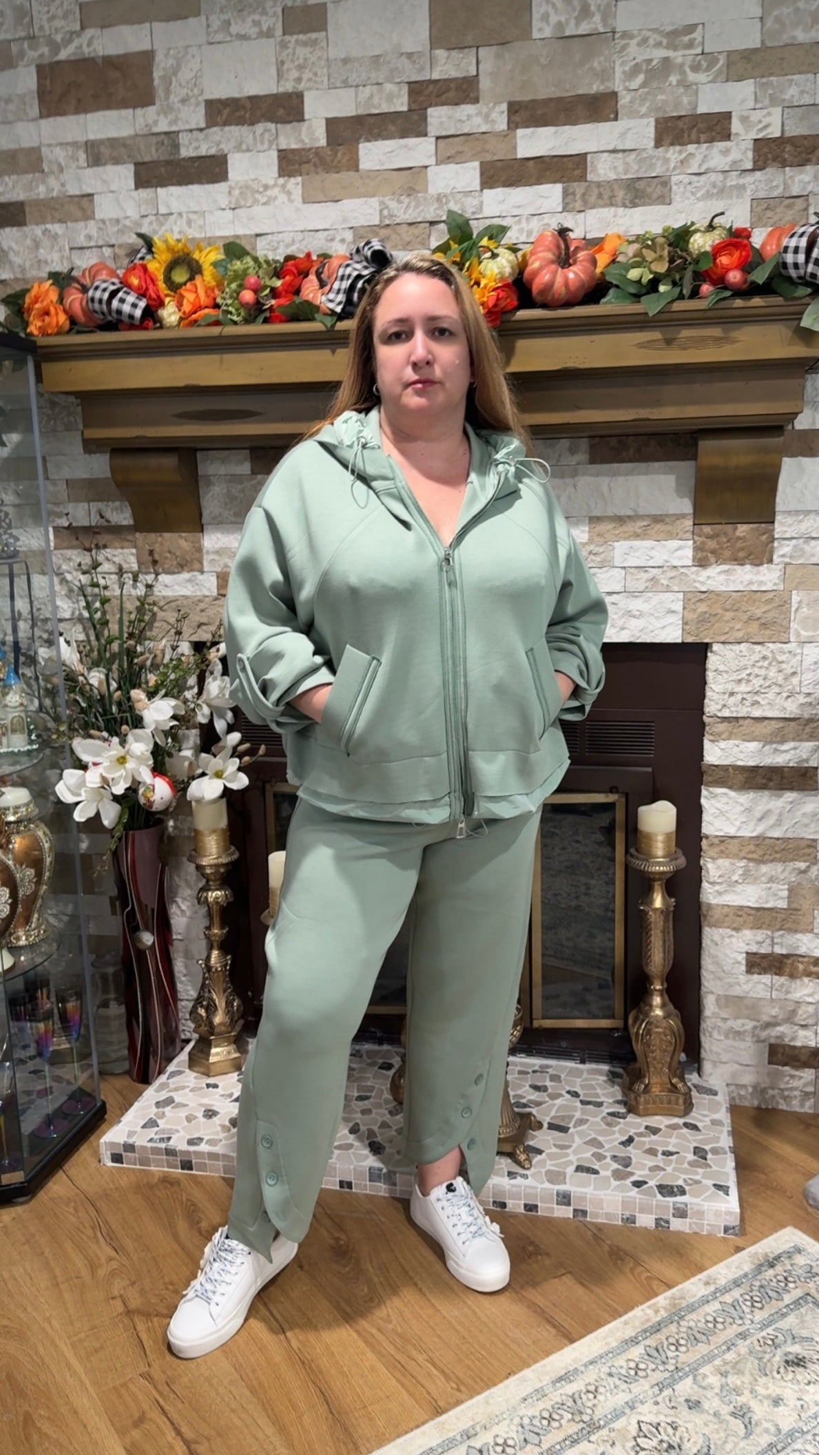 Bize Mint Jersey Suit with Pants & Hooded Bomber