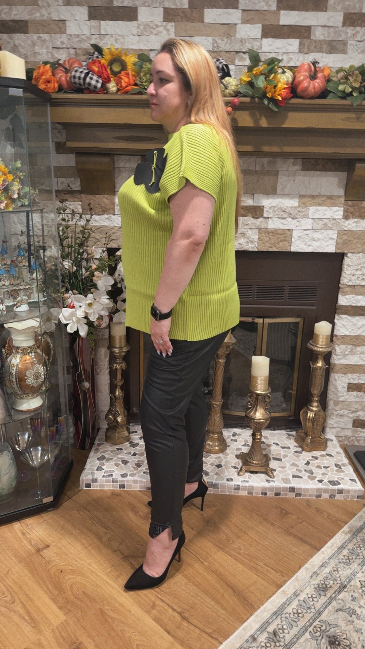 Bize Asymmetrical Knit Top with Flower Accent