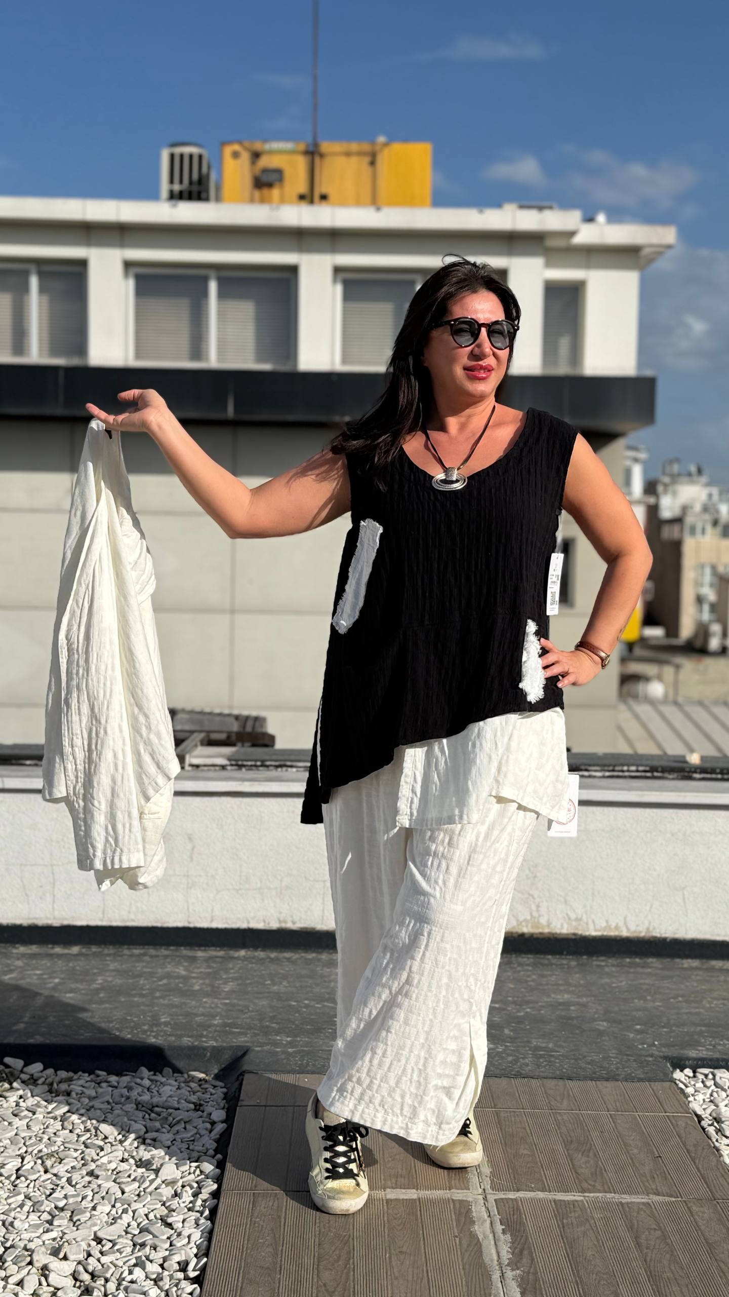 Monochrome Breeze Relaxed Two-Piece Set