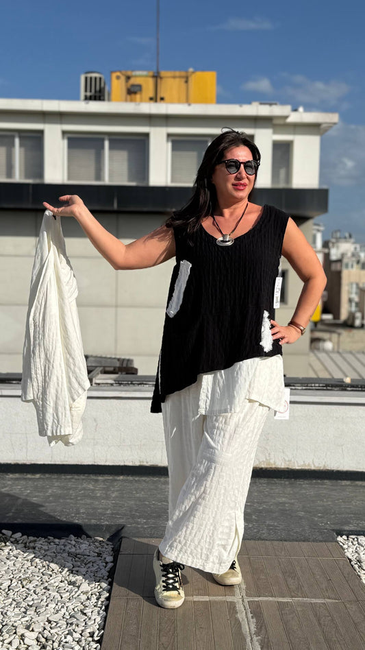 Monochrome Breeze Relaxed Two-Piece Set