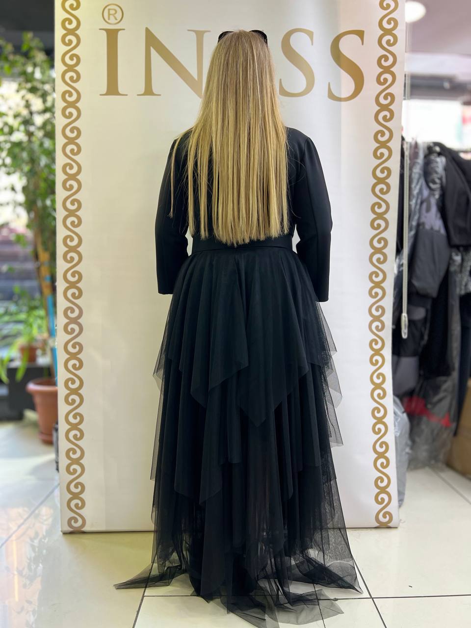 Izar Maxi Shirt Dress with Tulle Layered Skirt