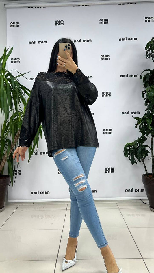 OneRetto Miralina Dressy Lace Top - Elegant Blouse with Long Sleeves, Comfortable Style for Women