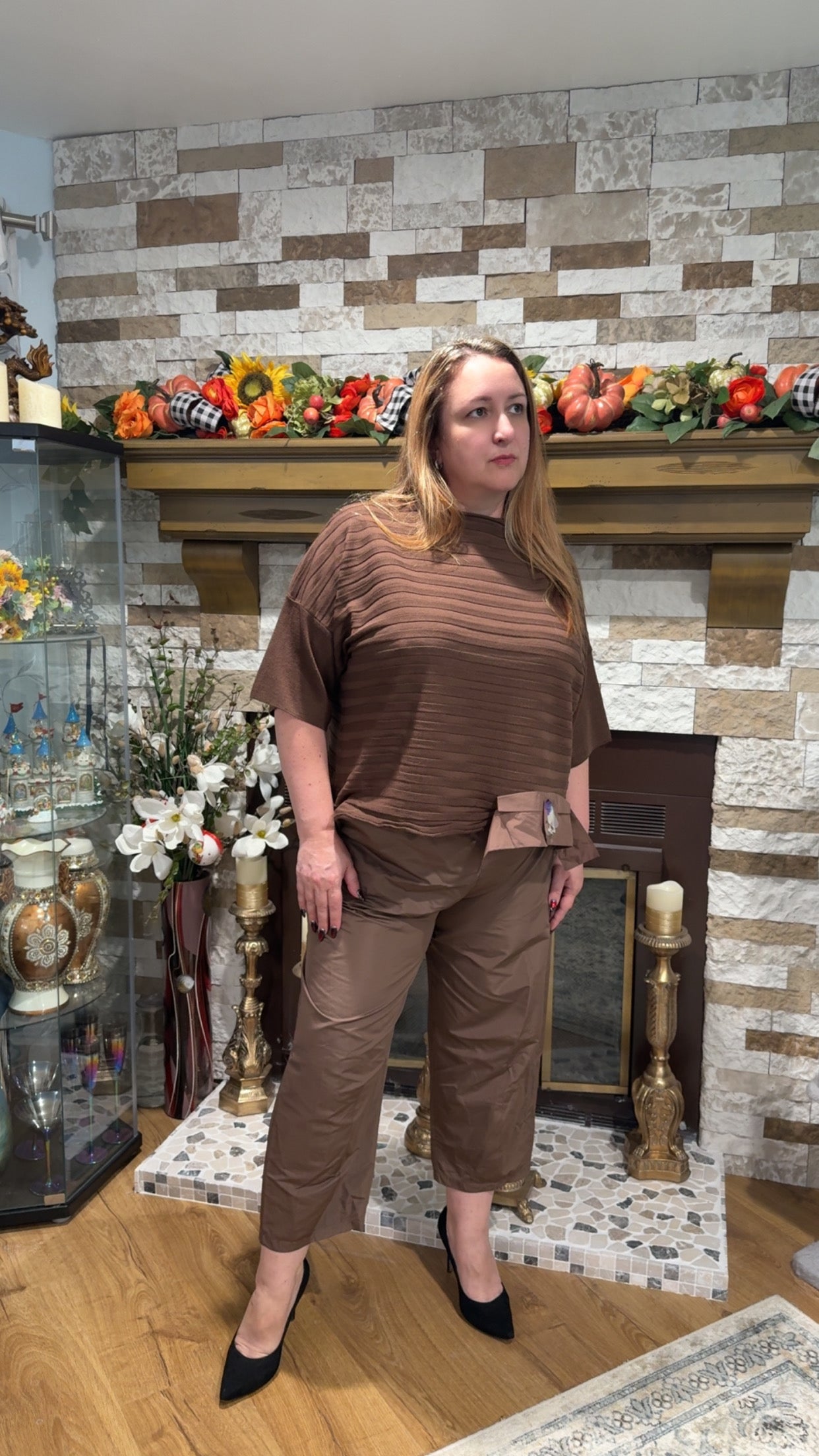 Bike Milk Chocolate Set with Knitted Blouse & Raincoat Pants