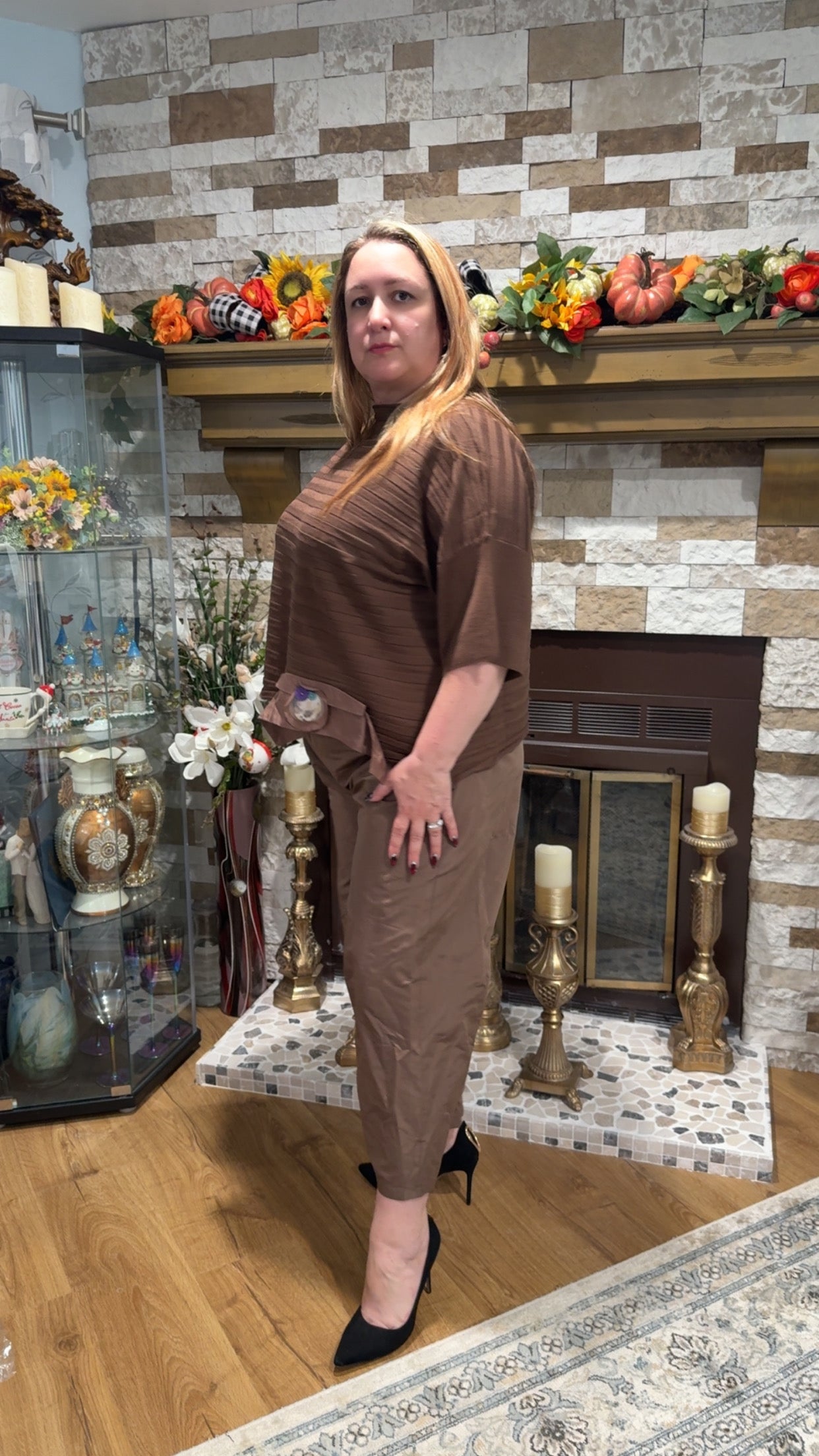 Bike Milk Chocolate Set with Knitted Blouse & Raincoat Pants