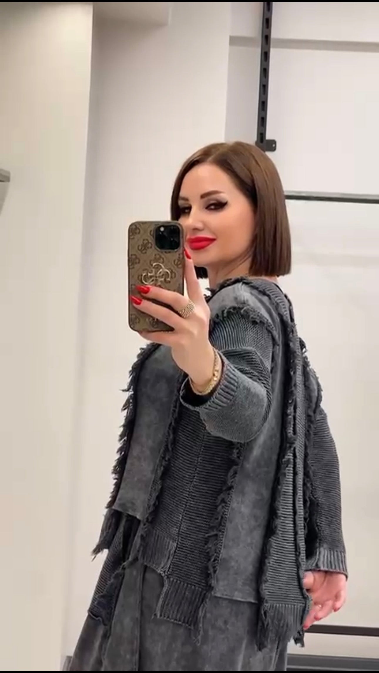 Maxlive Knitwear Top & Baggy Low-Crotch Pants Set