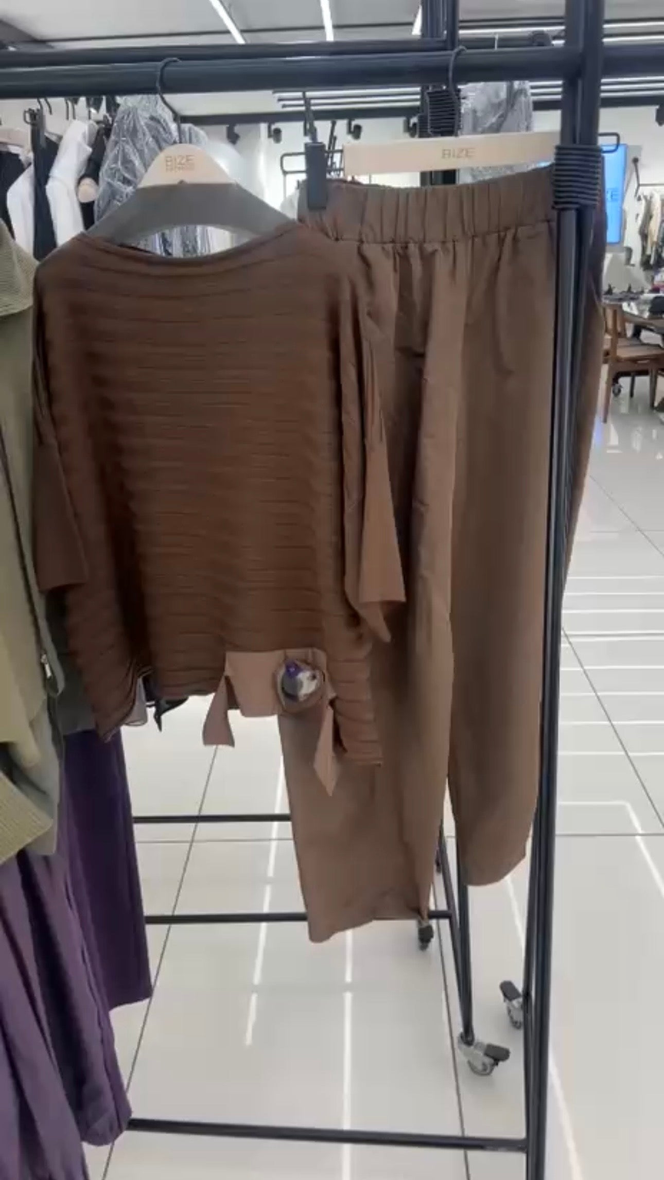 Bike Milk Chocolate Set with Knitted Blouse & Raincoat Pants