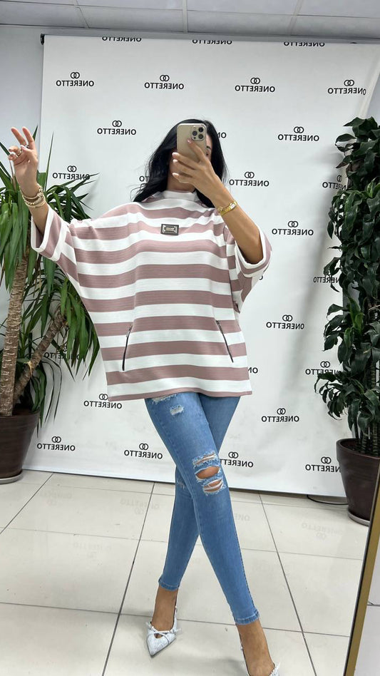 OneRetto Miralina High Neck 3/4 Sleeve Top