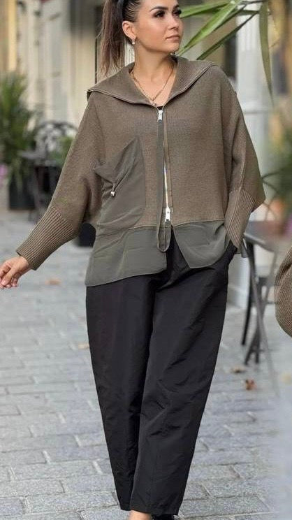 Bize Khaki Knitted Sweater