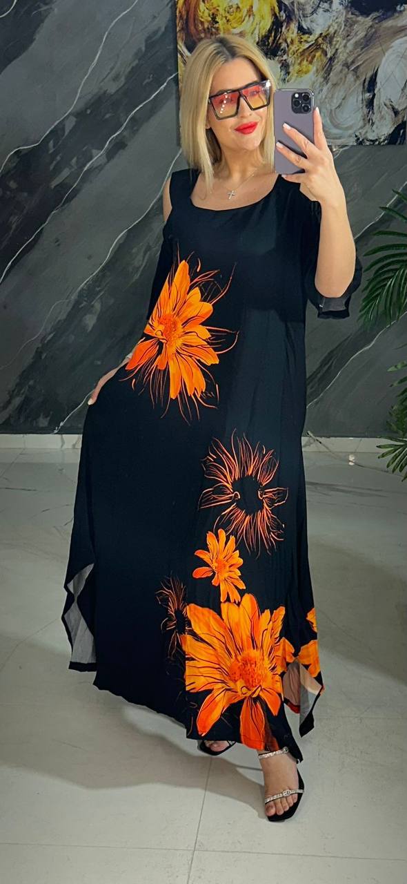 Dolares Orange Flower Dress