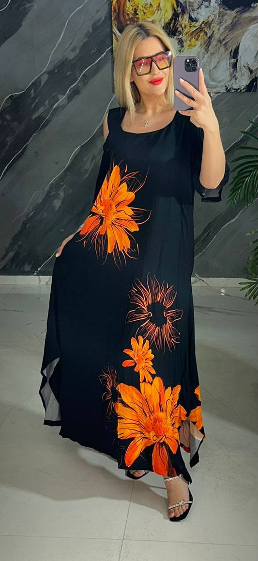 Dolares Orange Flower Dress