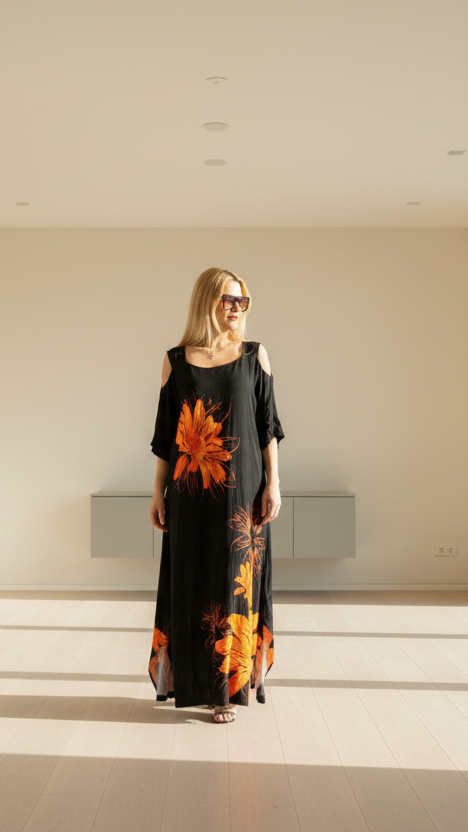 Dolares Orange Flower Dress