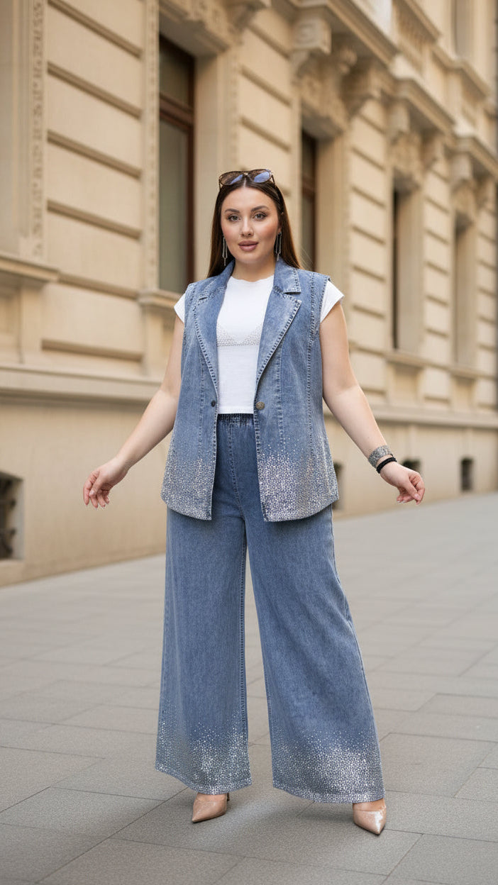 Crystal Fade Denim Luxe Set