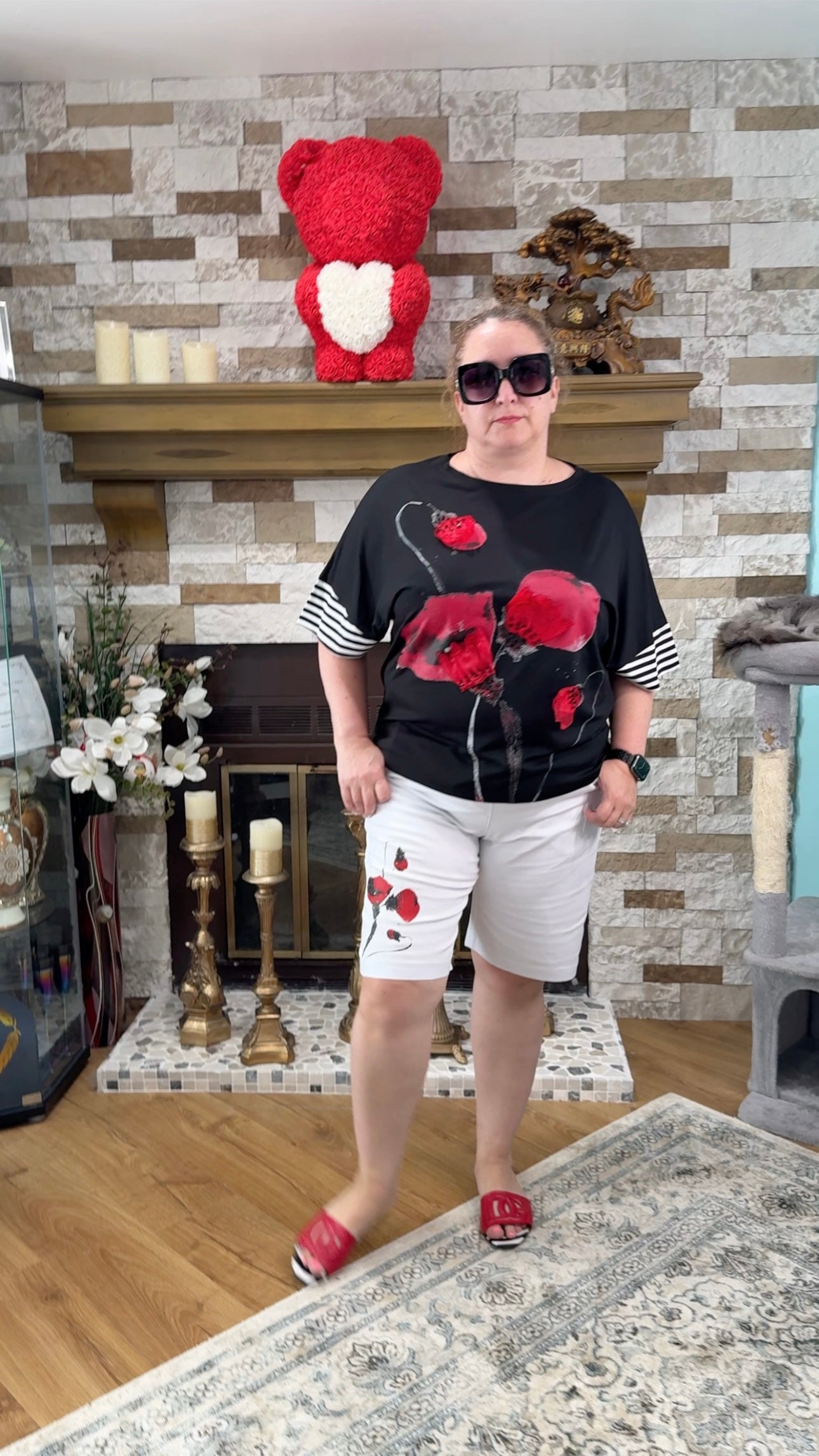 Lamaxx Shorts with Poppy Flower Design