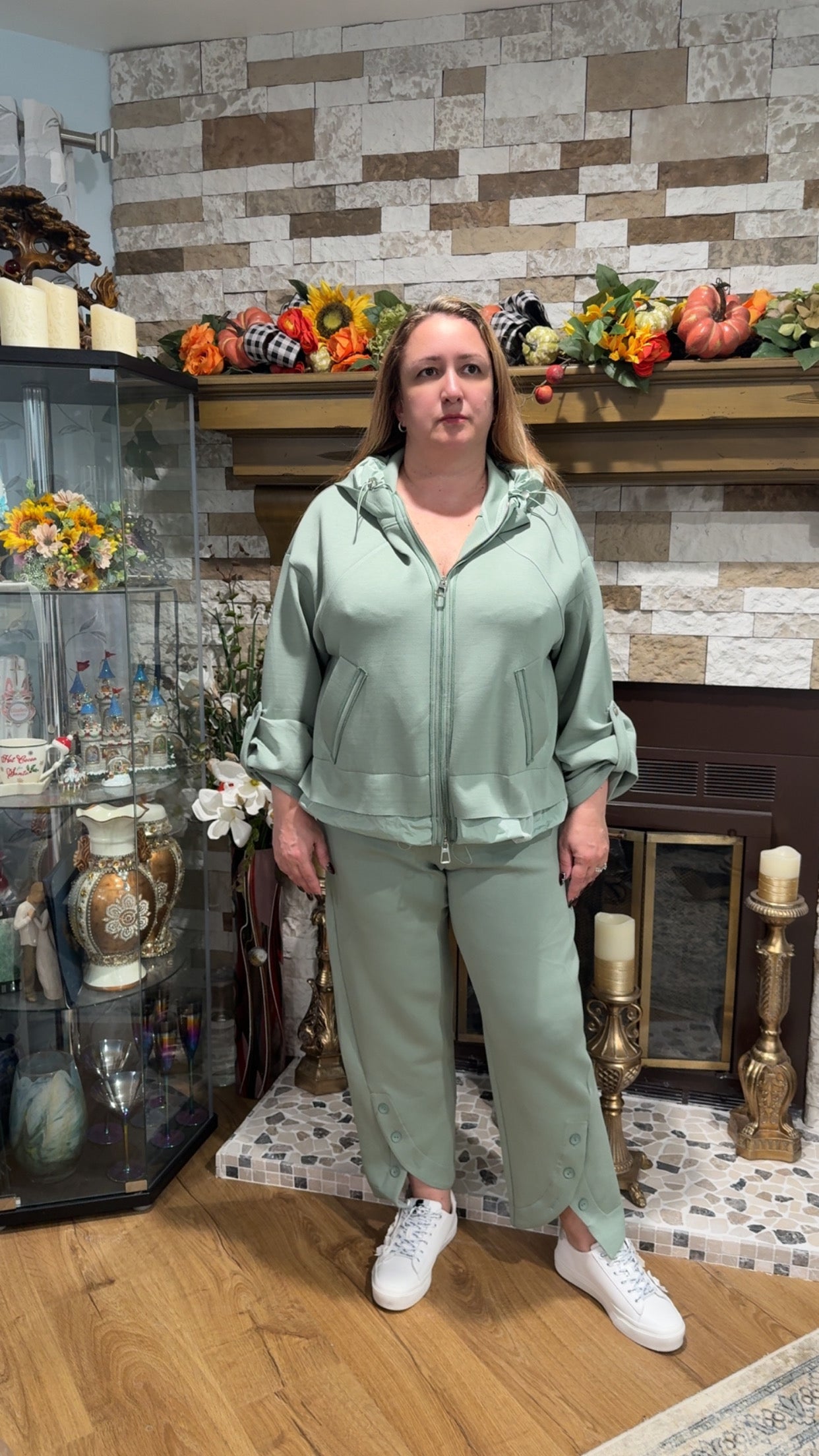 Bize Mint Jersey Suit with Pants & Hooded Bomber