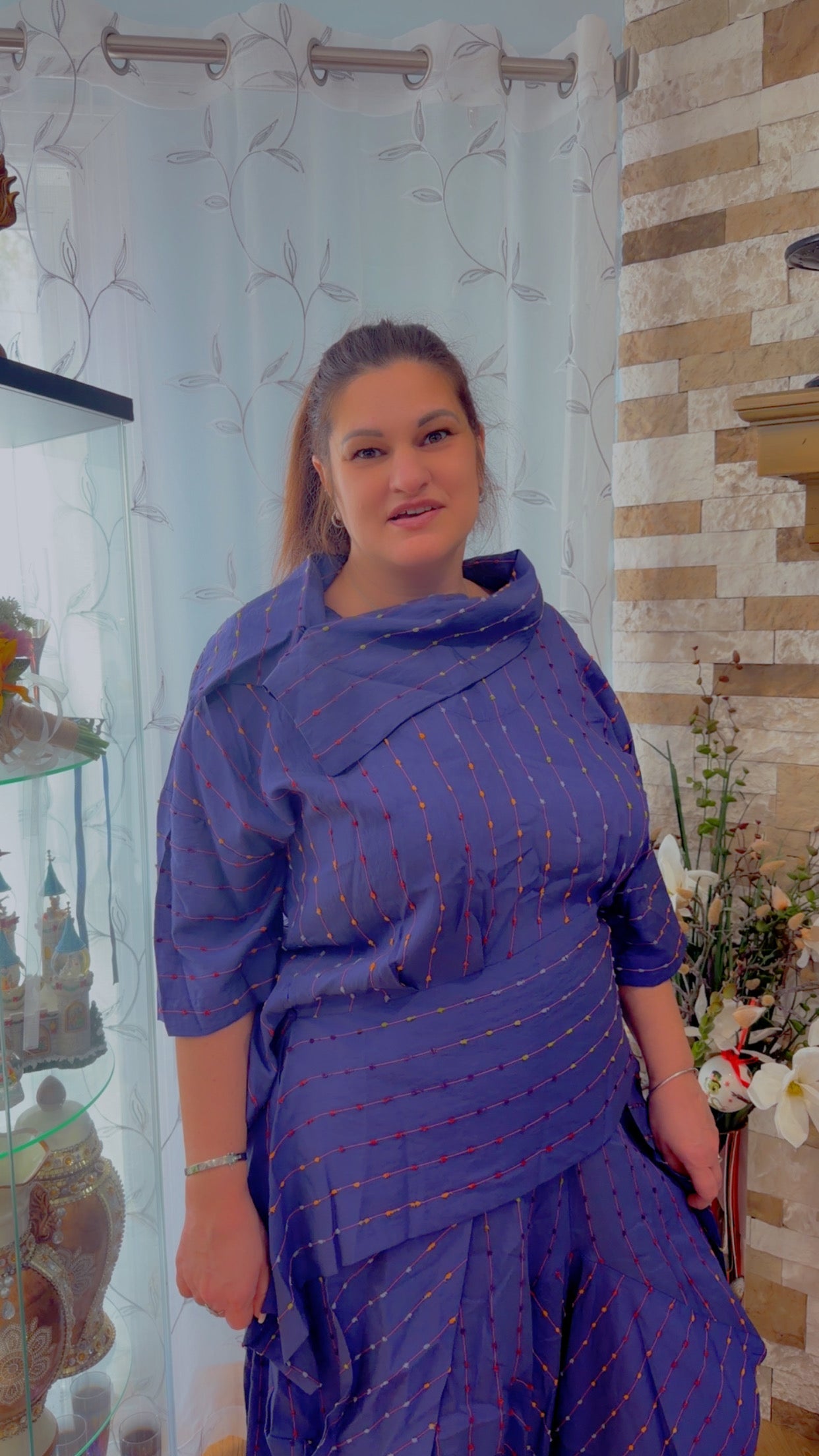 Indigo Luxe Draped 2-Piece Set