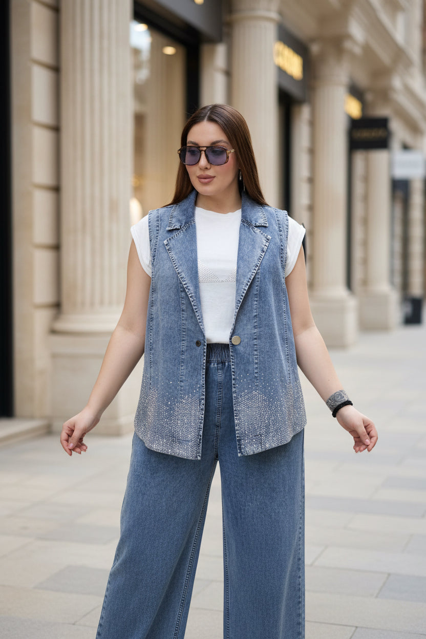 Crystal Fade Denim Luxe Set