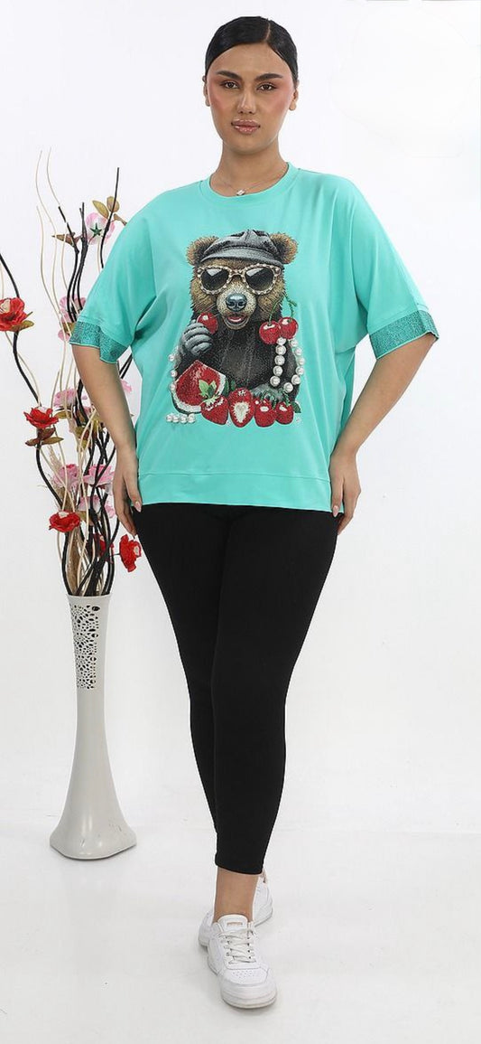 Blue Berg Bear with Fruits T-shirt