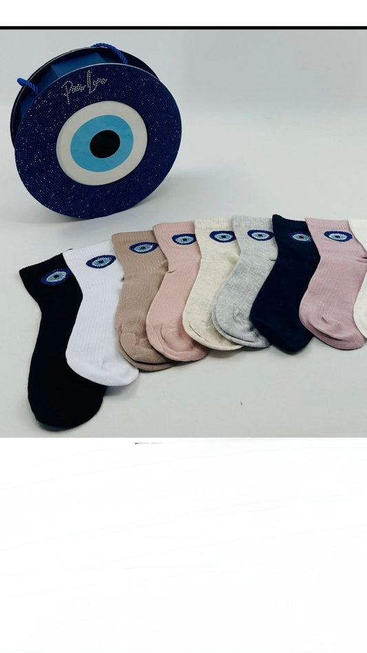 Evil Eye Gift Box – Fashion Socks Set in Assorted Neutral Colors