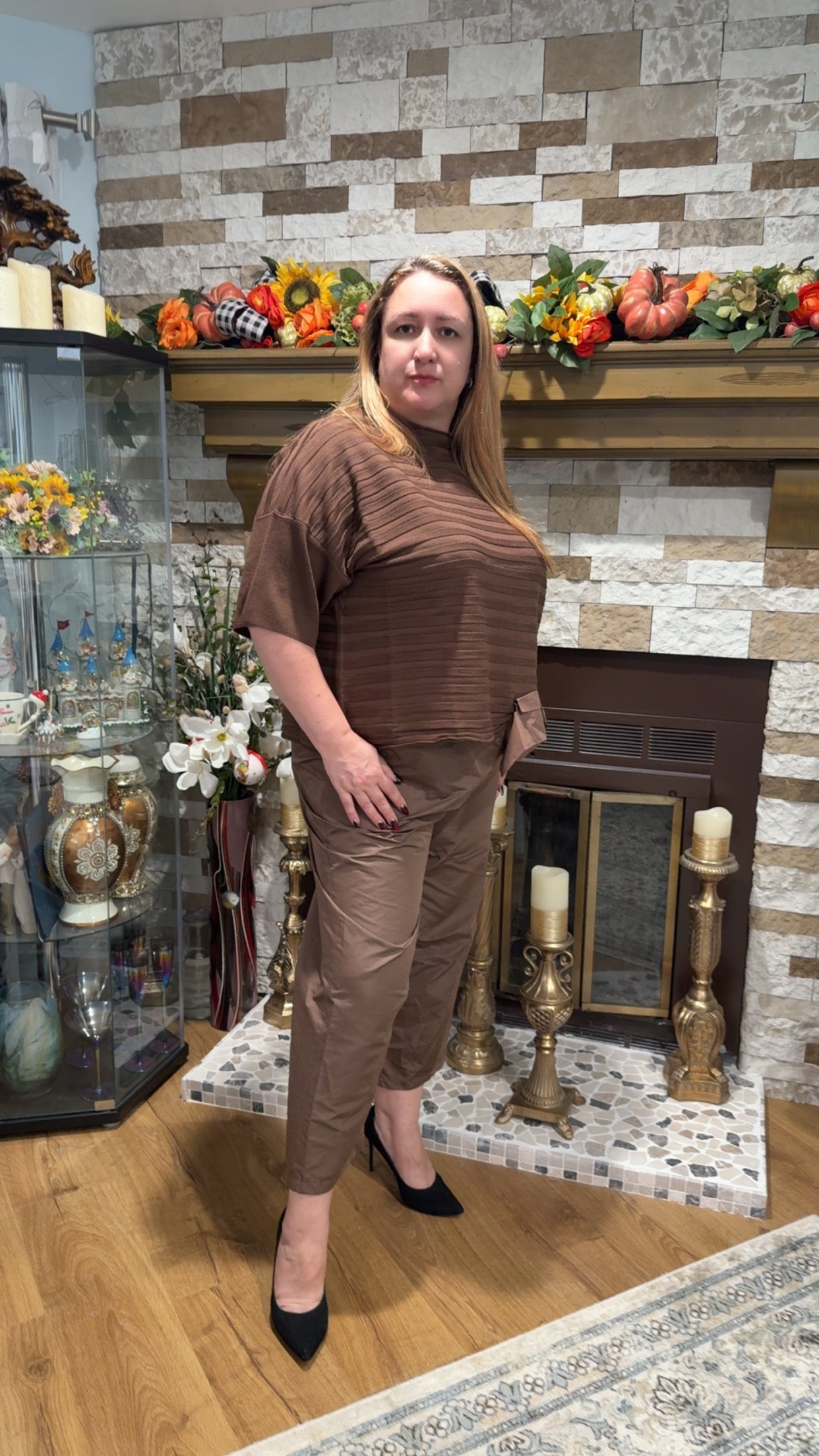 Bike Milk Chocolate Set with Knitted Blouse & Raincoat Pants