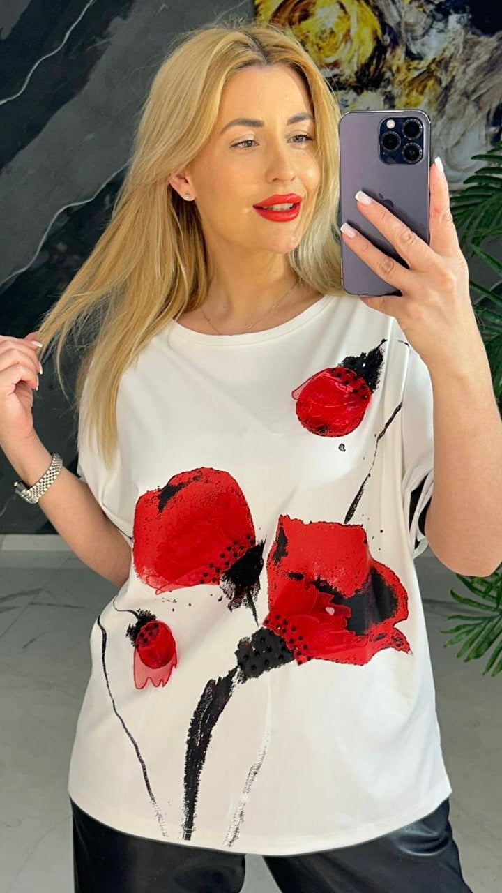 Lavelina L’Avocado Poppy Flower Top