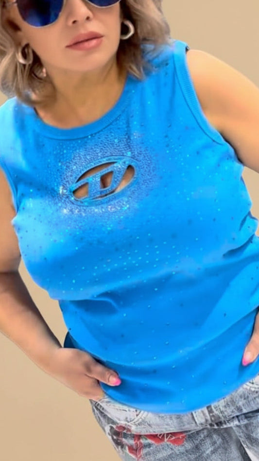 Crystal Cutout Luxe Tank